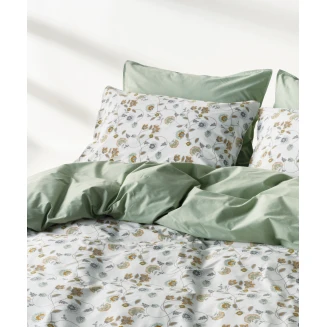 Σεντόνια Σετ 4 Τεμαχίων King 270x270 Kentia Ifigenia White-Green-Mustard