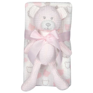 Κουβέρτα Πικέ Αγκαλιάς 75x100 Greenwich Polo Club Βaby Essential 8855 Pink-White