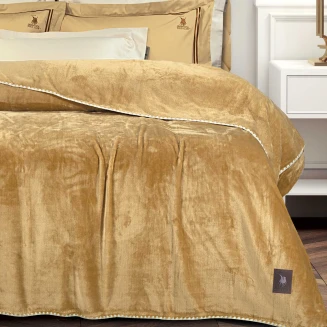 Κουβέρτα Fleece Υπέρδιπλη 220x240 Greenwich Polo Club Essential 4441 Ochre