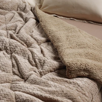 Κουβερτοπάπλωμα Υπέρδιπλο 220x240 Das Home Sherpa 1367 Taupe