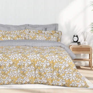 Σεντόνια Σετ Μονά Με Λάστιχο 120x200+35 Das Home Casual 5432 Ochre-White