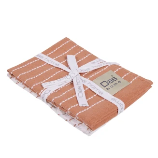 Ποτηρόπανα Σετ 2 Τεμαχίων 30x50 Das Home 0826 Teracotta-White