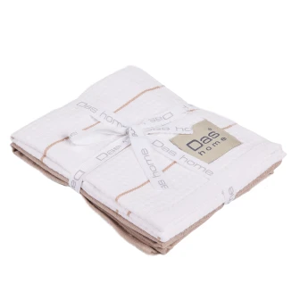 Ποτηρόπανα Σετ 2 Τεμαχίων 30x50 Das Home 0830 Taupe-White