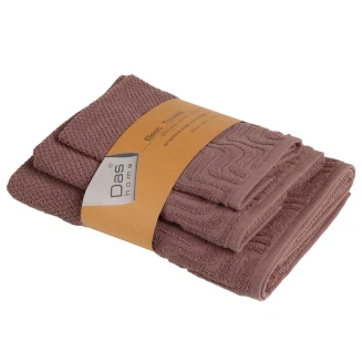 Πετσέτες Σετ 3 Τεμαχίων Das Home Best 0879 Dark Nude