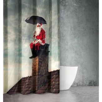 Κουρτίνα Μπάνιου Χριστουγεννιάτικη Des 401 με Κρίκους 180x200 Saint Clair