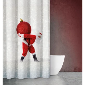 Κουρτίνα Μπάνιου Χριστουγεννιάτικη Des 410 με Κρίκους 180x200 Saint Clair