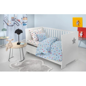 Σεντόνια Σετ Βρεφικά 115x170 Guy Laroche Roadtrip Sky