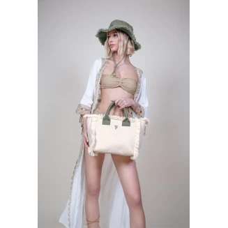 Τσάντα Χειρός 26x24x16 Feel And Touch Caribbean Ammos-Khaki