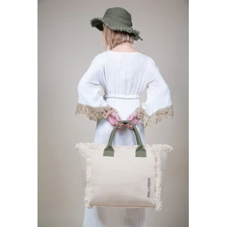 Τσάντα Ώμου 40x35x20 Feel And Touch Caribbean Ammos-Khaki