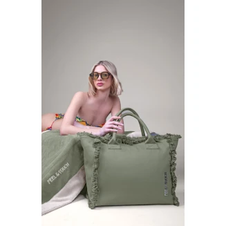 Τσάντα Ώμου 40x35x20 Feel And Touch Caribbean Khaki