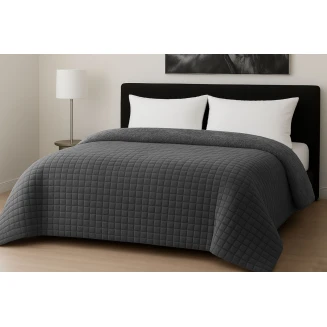 Κουβερτοπάπλωμα Le Blanc Flannel Comfort Υπέρδιπλο 220Χ240 700gsm RIB CUT Dark Grey