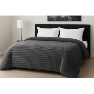 Κουβερτοπάπλωμα Le Blanc Flannel Comfort Υπέρδιπλο 220Χ240 700gsm RIB Dark Grey