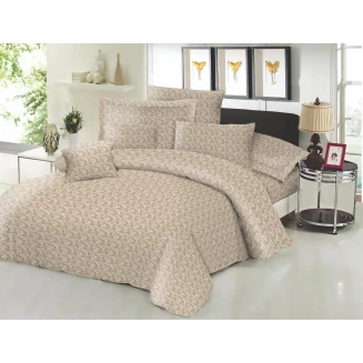 Σεντόνι Μεμονωμένο Διπλό Με Λάστιχο 150x200+22 Κόμβος Cotton Line New Printed Fern Beige