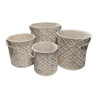 Καλάθια Σετ 4 Τεμαχίων  Macrame Κόμβος Natural