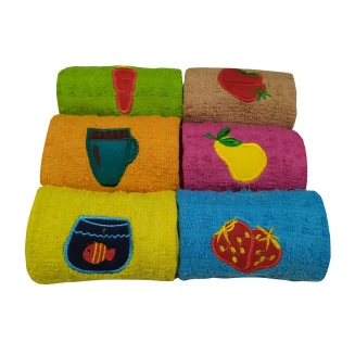 Πετσέτες Κουζίνας  Σετ 6 Τεμαχίων  Κόμβος Πετσετέ με Κέντημα