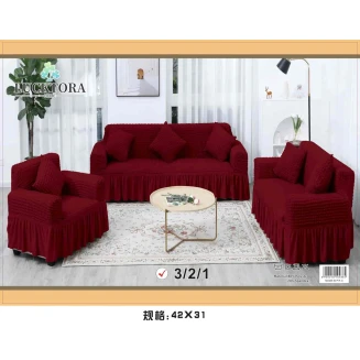 Σετ Καλύμματα Σαλονιού (Τριθέσιο+Διθέσιο+Πολυθρόνα) -5 Μπορντώ Lucktora