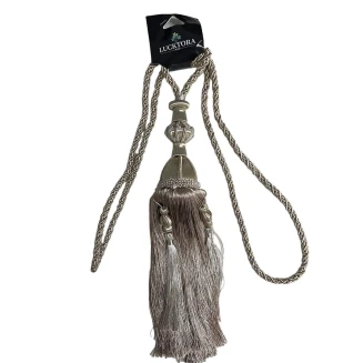 Lucktora Δέστρα Κουρτίνας Με Φούντα Και Διαμάντι FHQ-Μπέζ