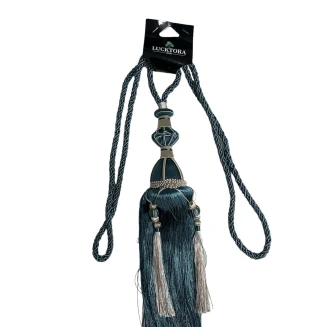 Lucktora Δέστρα Κουρτίνας Με Φούντα Και Διαμάντι FHQ-Πετρόλ