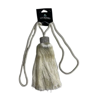 Lucktora Δέστρα Κουρτίνας Με Φούντα Και Στράς JZQ-Εκρού