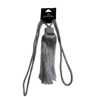 Lucktora Δέστρα Κουρτίνας Με Φούντα Και Στράς JZQ-Γκρί