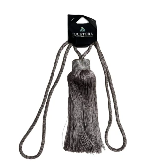 Lucktora Δέστρα Κουρτίνας Με Φούντα Και Στράς JZQ-Γκρί Σκούρο