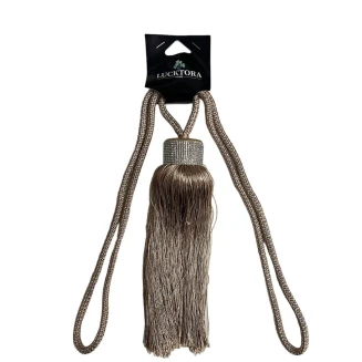 Lucktora Δέστρα Κουρτίνας Με Φούντα Και Στράς JZQ-Μπέζ