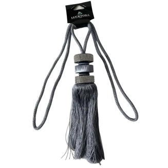 Lucktora Δέστρα Κουρτίνας Με Φούντα Και Στράς SSCSZ-Γκρί