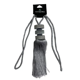 Lucktora Δέστρα Κουρτίνας Με Φούντα Και Στράς SSCSZ-Γκρί Σκούρο