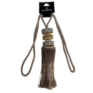 Lucktora Δέστρα Κουρτίνας Με Φούντα Και Στράς SSCSZ-Μπέζ