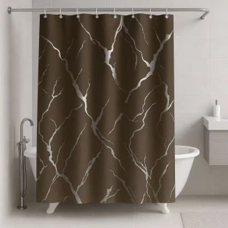 Lucktora Κουρτίνα Mπάνιου με Xρυσό Tύπωμα 180×180 -5