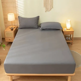 Lucktora Μονόχρωμο Σεντόνι  Υπέρδιπλο 220x240 Γκρί