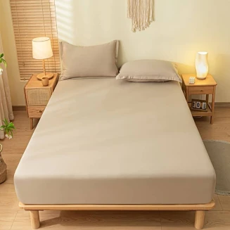 Lucktora Μονόχρωμο Σεντόνι  Υπέρδιπλο 220x240 Μπεζ