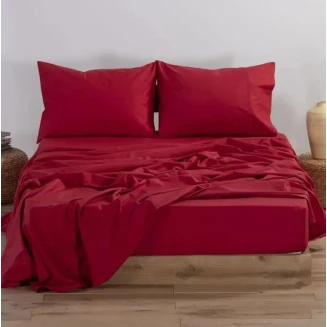 Lucktora Μονόχρωμο Σεντόνι με λάστιχο Διπλό 160x200+30 Μπορντό