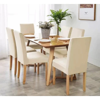 Lucktora Σετ 6τμχ Ελαστικά Καλύμματα Καρέκλας Χωρίς Βολάν -3