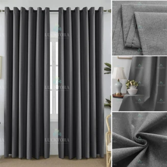 Κουρτίνα Με Κρίκους 270X265CM Lucktora A6010 22 Γκρί  100% Blackout