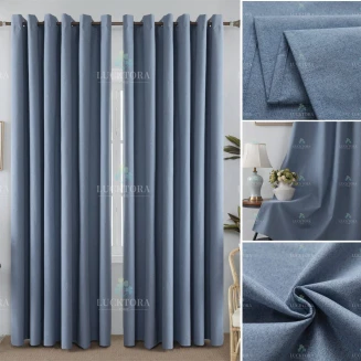Κουρτίνα Με Κρίκους 270X265cm Lucktora A6010-23 Μπλέ 100% Blackout