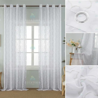 Κουρτίνα Με Κρίκους 140X285cm Lucktora AD6012-1 Λευκό