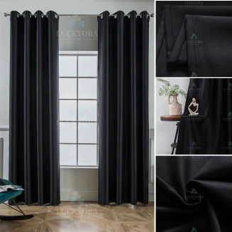 Κουρτίνα Με Κρίκους 140x265CΜ Lucktora AD6038 18 Μαύρο