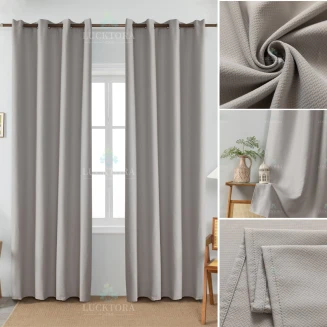 Κουρτίνα Με Κρίκους 140X265cm Lucktora AD9027-5 Γκρί 90% Blackout