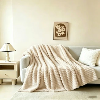 Κουβέρτα Γούνινη Καναπέ 100x150 Melinen Persa Ecru