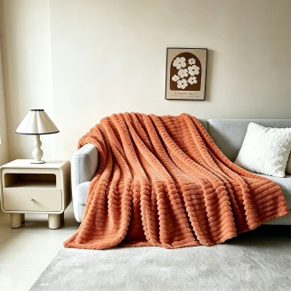 Κουβέρτα Γούνινη Καναπέ 100x150 Melinen Persa Terracotta