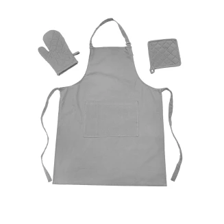 Σετ 3 Τεμαχίων Ποδιά,Πιάστρα & Γάντι Melinen Zoe Light Grey