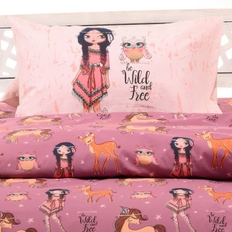 Μαξιλαροθήκη Σετ 50x70 Melinen Kids Line Indian Girl Violet