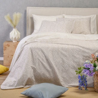 Σετ Σεντονια Διπλα Με Λάστιχο Coral Light Grey Ultra Line (150Χ200+32) Melinen