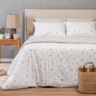 Σετ Σεντονια Διπλα Με Λάστιχο Spring Light Grey Ultra Line (150Χ200+32) Melinen