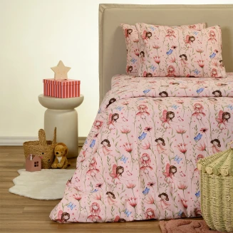 Σεντόνια Σετ Φανελένια Μονά 170x270 Melinen Winter Line Kids Naida Pink
