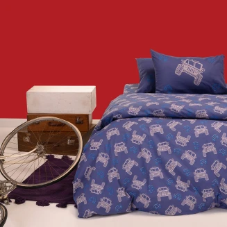 Σεντόνι Σετ Μονο Με Λαστιχο 100x200+32 Melinen Kids Line Trucks Blue