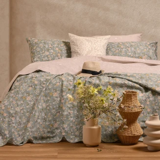 Σεντόνια Σετ Υπέρδιπλα Με Λάστιχο 160x200+32 Melinen Ultra Line Amy Aqua