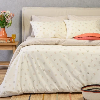 Σετ Σεντονια Υπερδιπλα Με Λάστιχο Spring Beige Ultra Line (160Χ200+32) Melinen