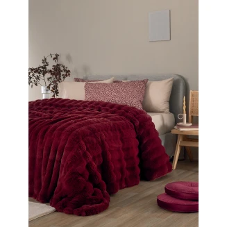 Κουβέρτα Γούνα Υπέρδιπλη 220x240 Palamaiki Heather Bordo